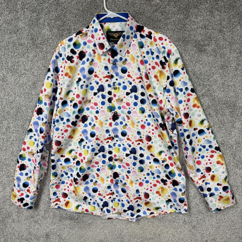 Premiere Button Up Shirt Mens XL Paint Splatter Art To Wear Abstract Statement